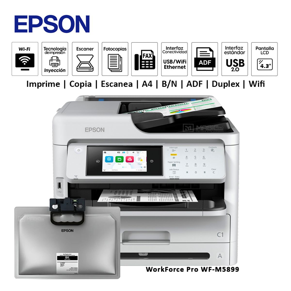 EPSON - Impresora Multifuncional Monocromatica Epson WorkForce Pro WF-M5899 Duplex ADF WIFI
