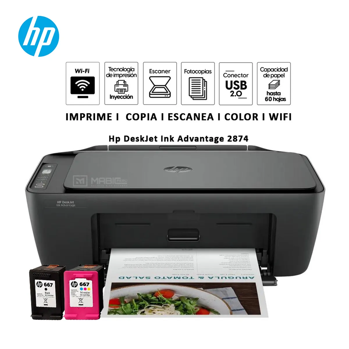 HP - IMPRESORA MULTIFUNCIONAL HP 2975 WIFI ESCANER COPIA - USB