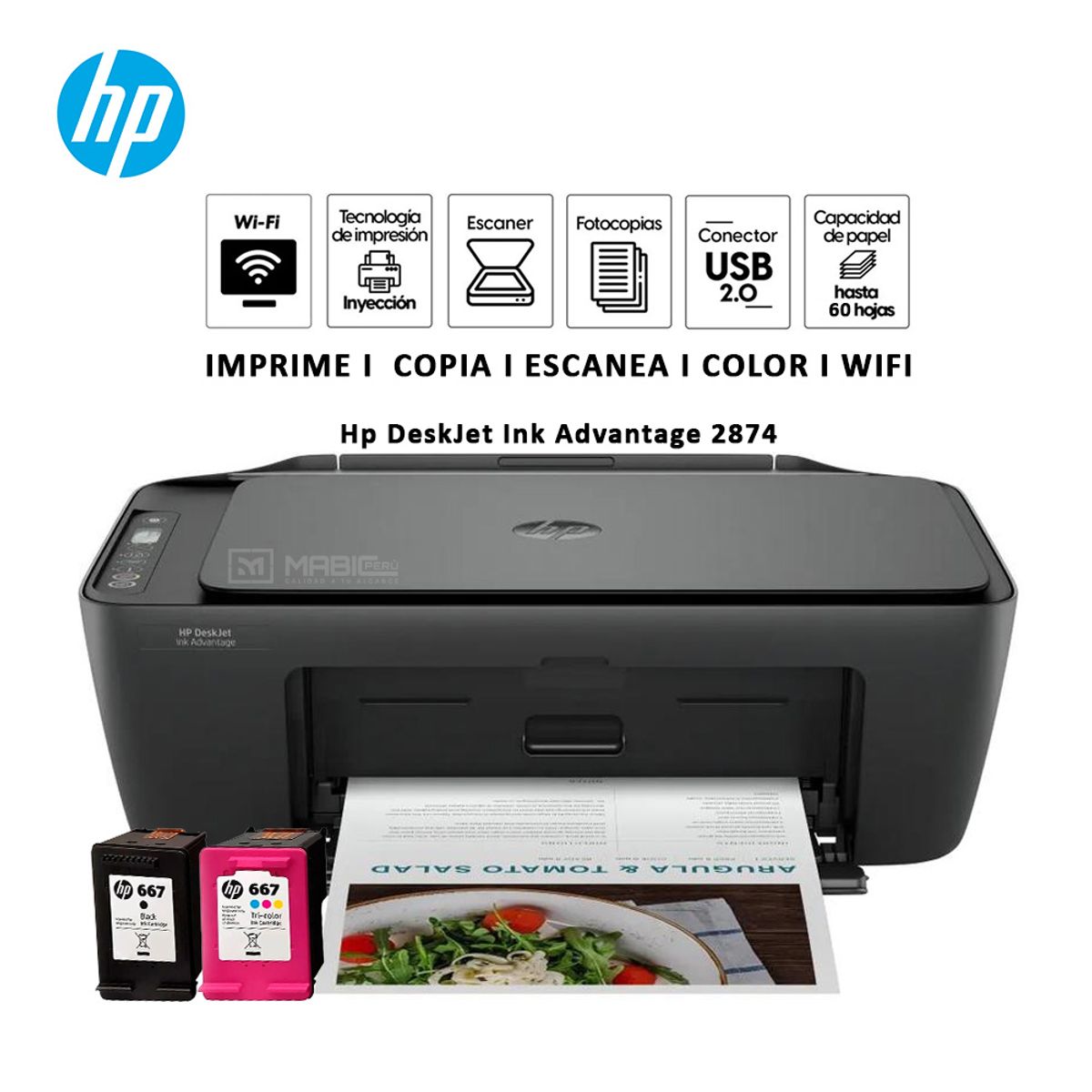 HP - IMPRESORA MULTIFUNCIONAL HP 2975 WIFI ESCANER COPIA - USB