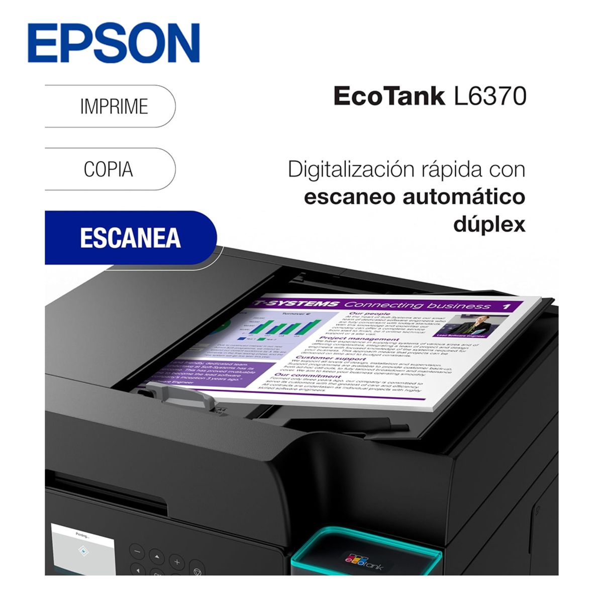 EPSON - Impresora Multifuncional Epson Ecotank L6370 Duplex WIFI ADF USB