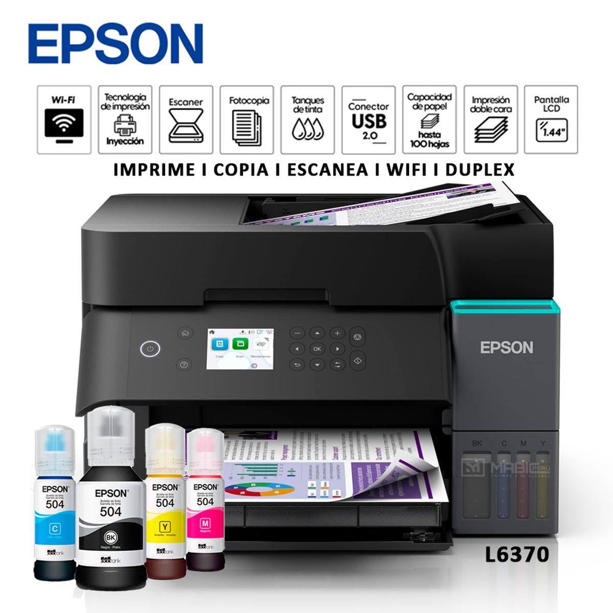 EPSON - Impresora Multifuncional Epson Ecotank L6370 Duplex WIFI ADF USB