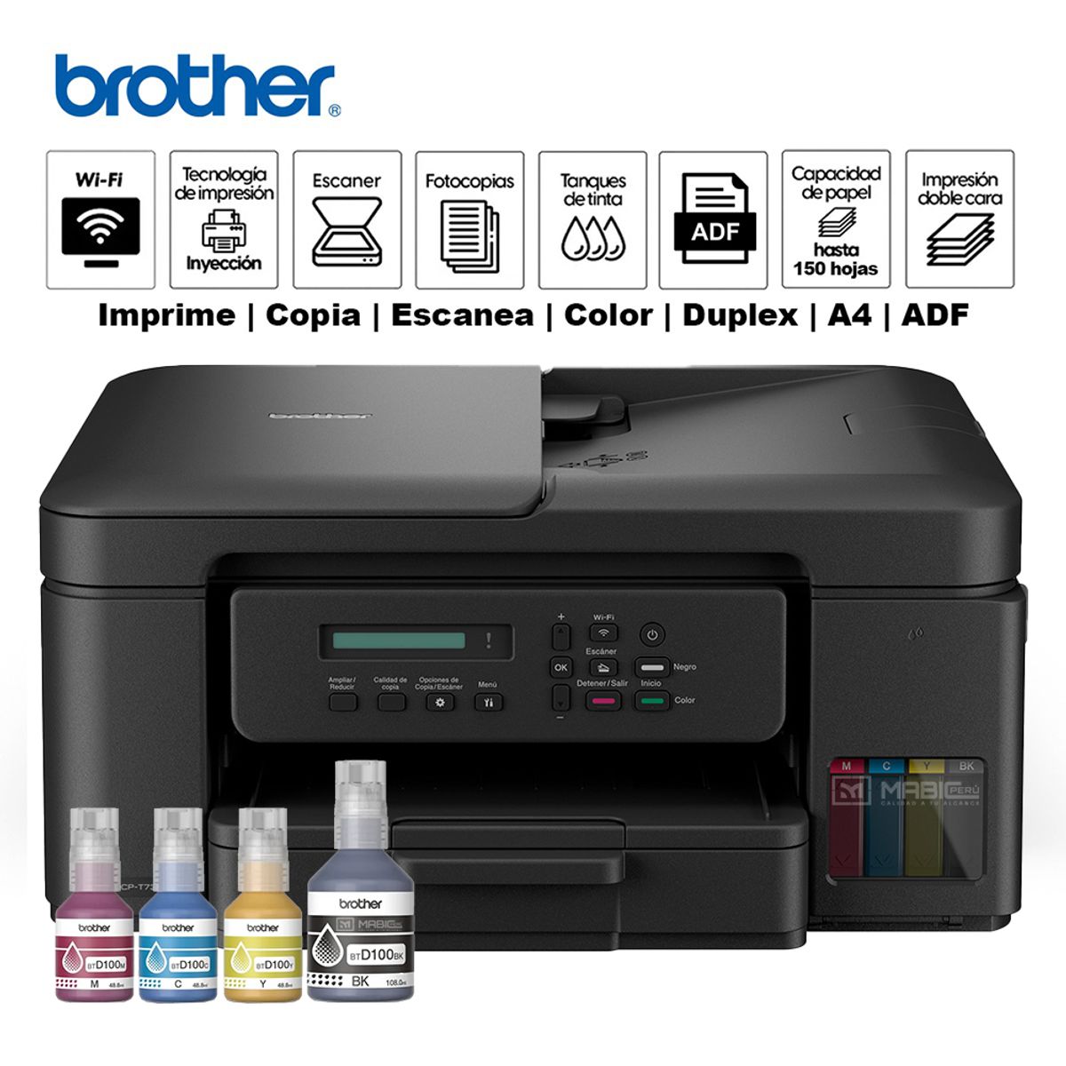 BROTHER - Impresora Multifuncional Brother DCP-T730DW Duplex WIFI ADF
