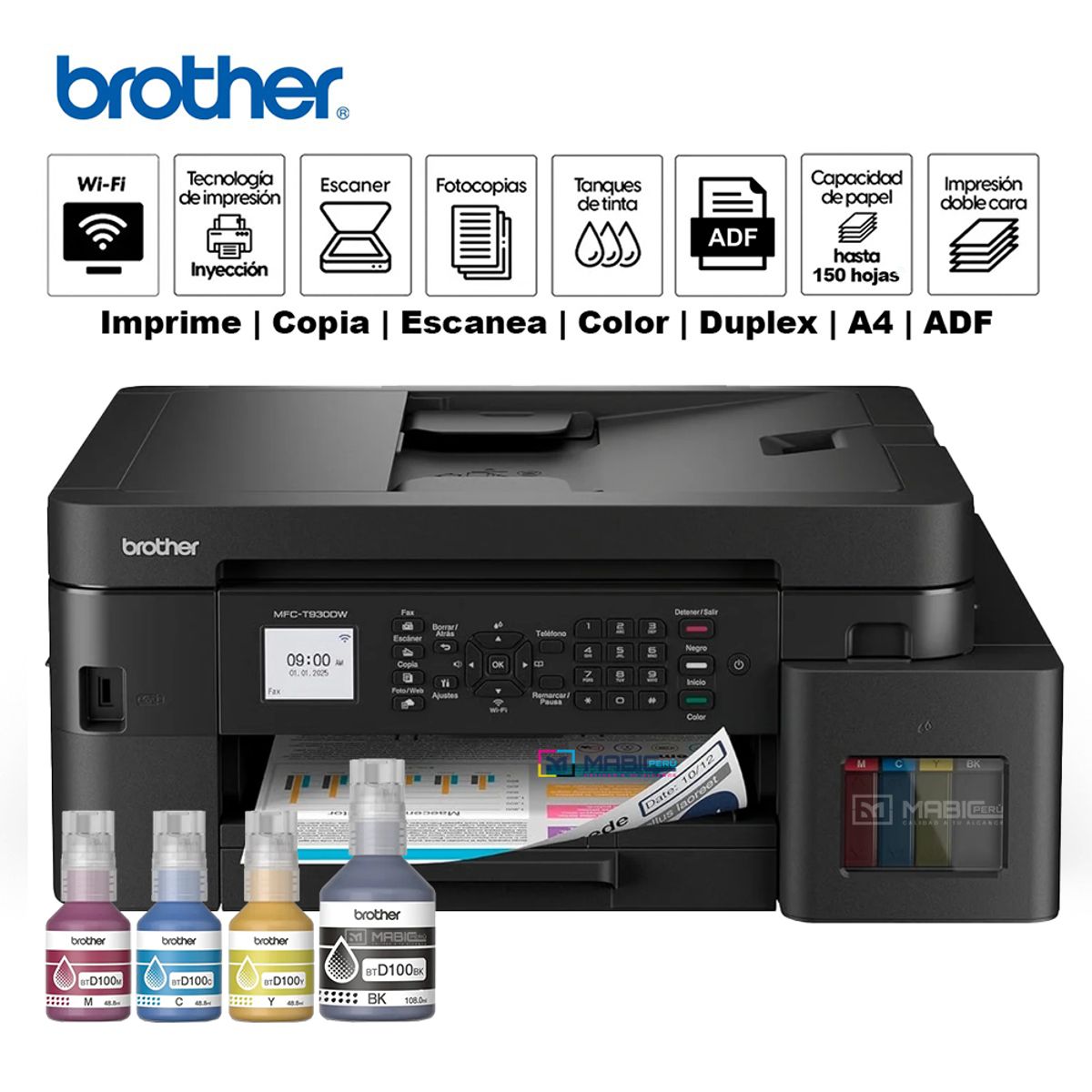 BROTHER - Impresora Multifuncional Brother MFC-T930DW Duplex WIFI ADF
