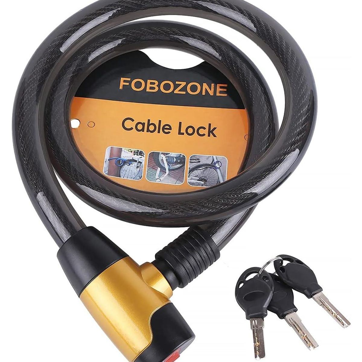 GENERICO - Cadena De Seguridad Para Moto Cable Grueso 2 Llaves Negro