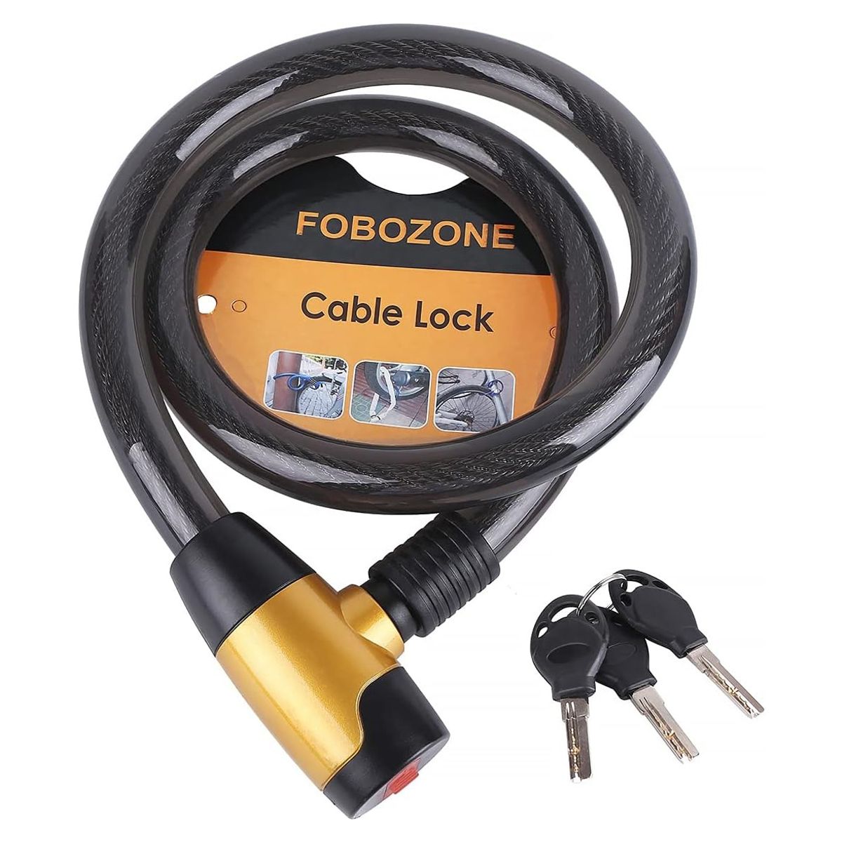 GENERICO - Cadena De Seguridad Para Moto Cable Grueso 2 Llaves Negro