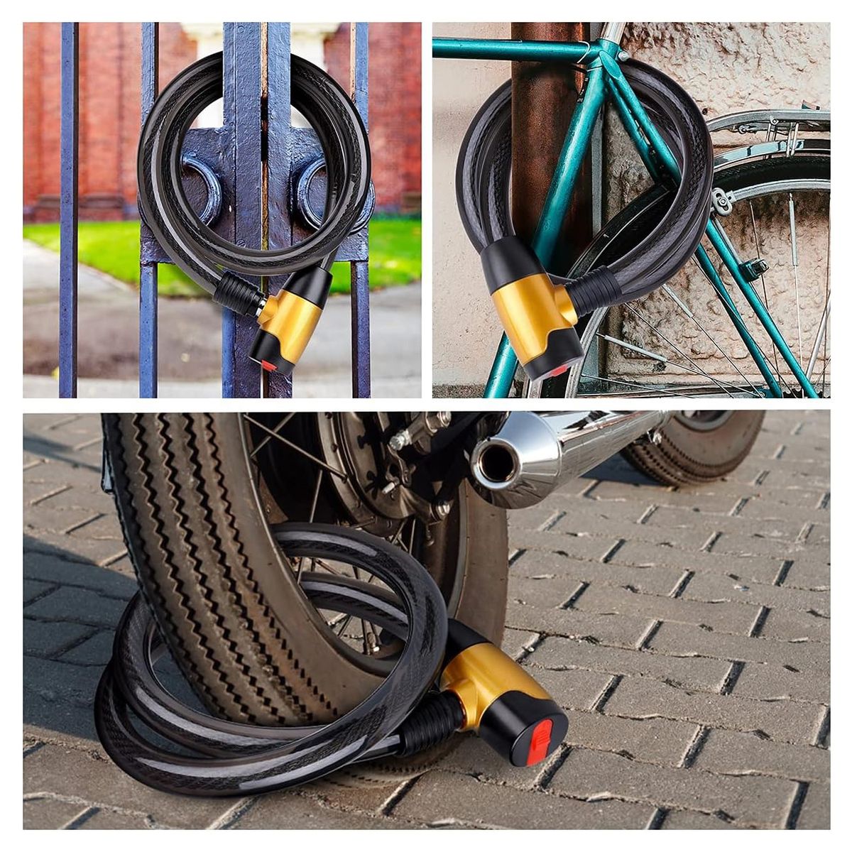 GENERICO - Cadena De Seguridad Para Moto Cable Grueso 2 Llaves Negro