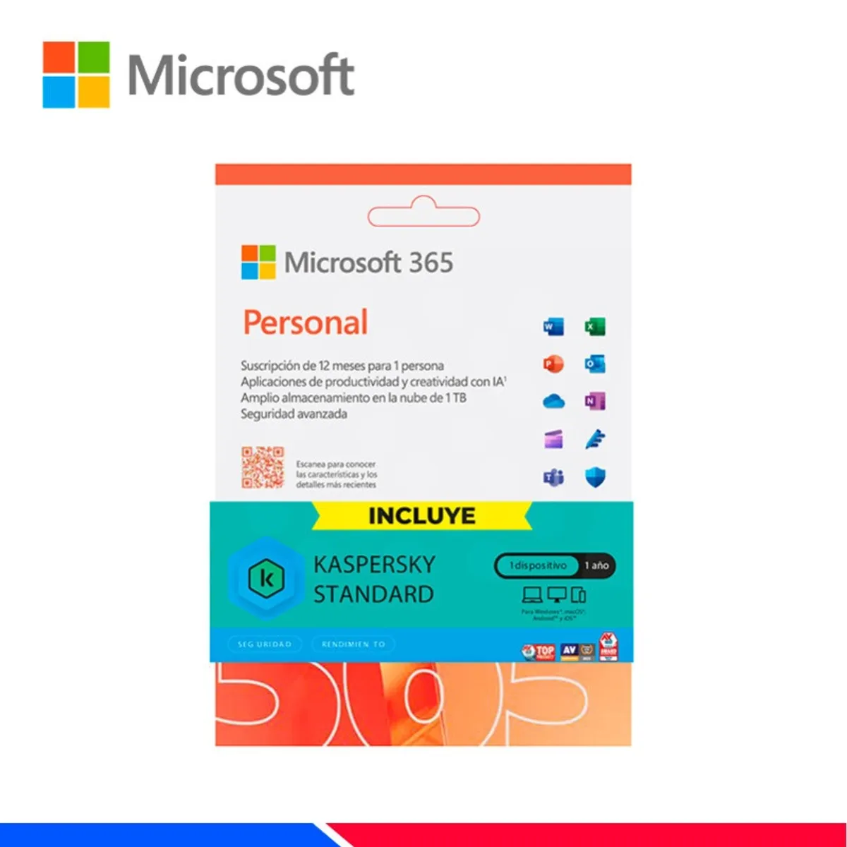MICROSOFT - MICROSOFT 365 PERSONAL + KASPERSKY, 12 MESES, 1 Usuario