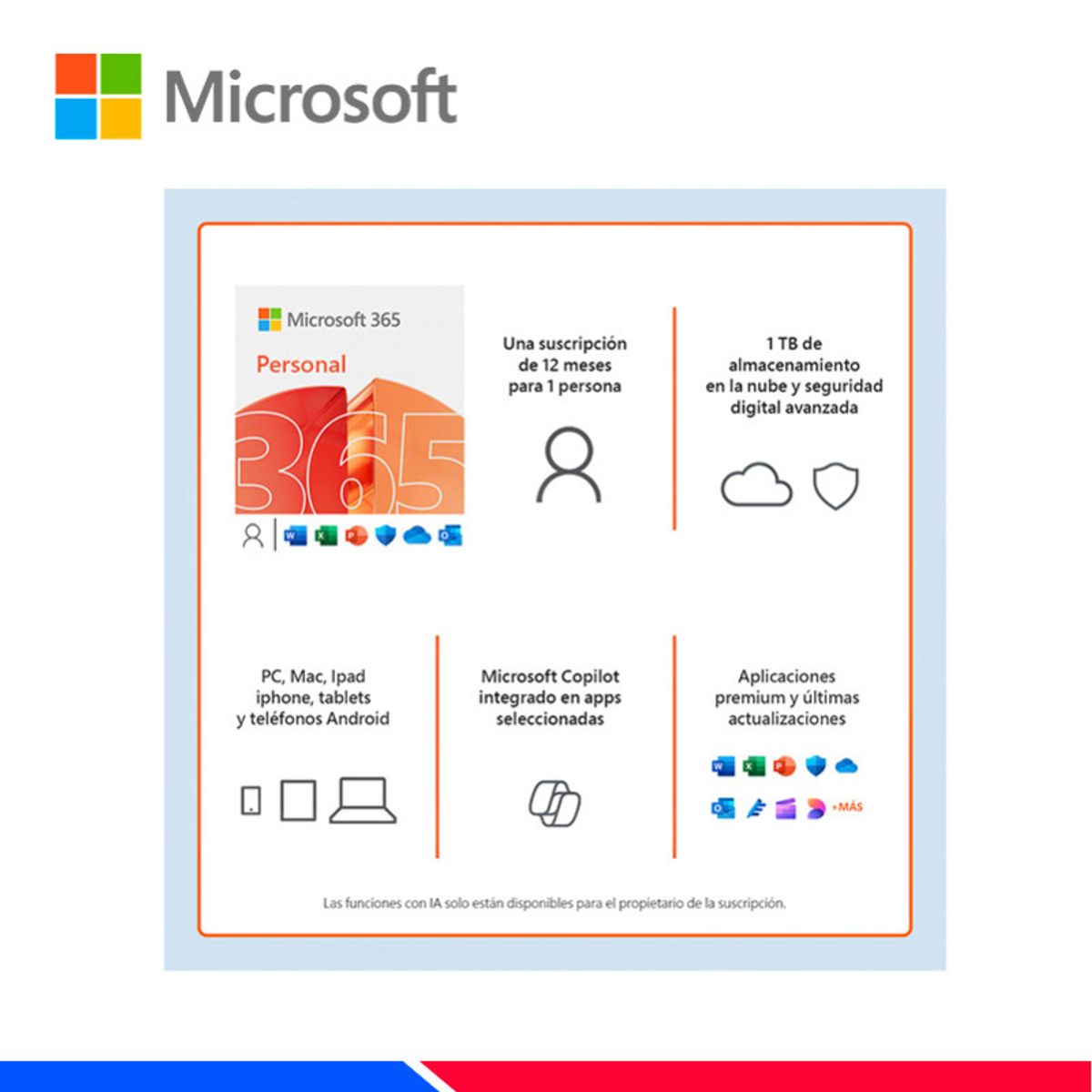 MICROSOFT - MICROSOFT 365 PERSONAL + KASPERSKY, 12 MESES, 1 Usuario