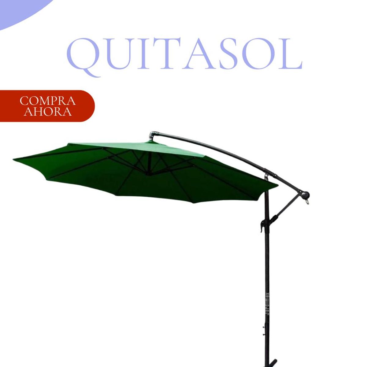 HOME ESSENTIALS - Quitasol extendible 3m soporte pedestal verde