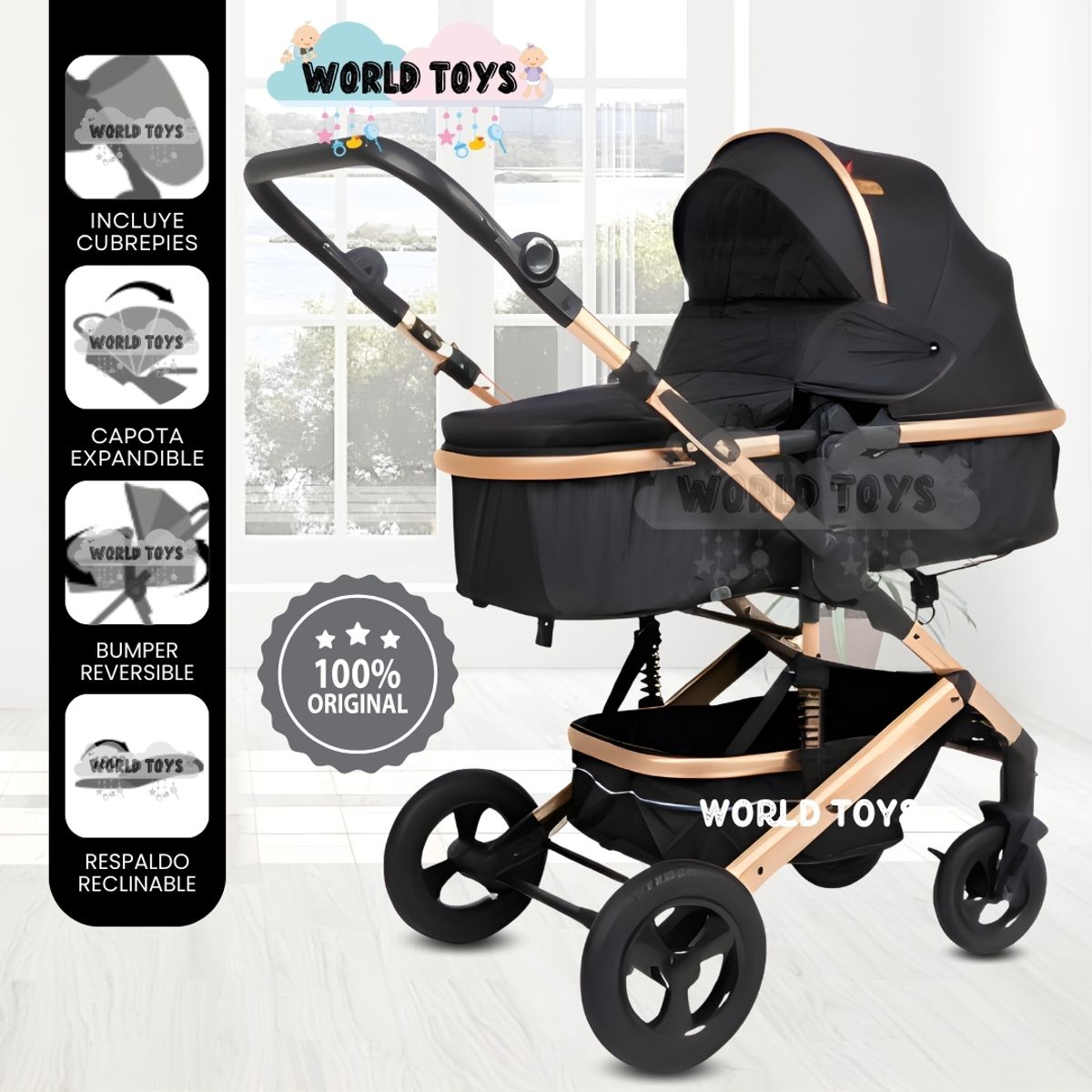 BABY - Coche Travel System Moisés «ROMA II» Edición Limitada Black