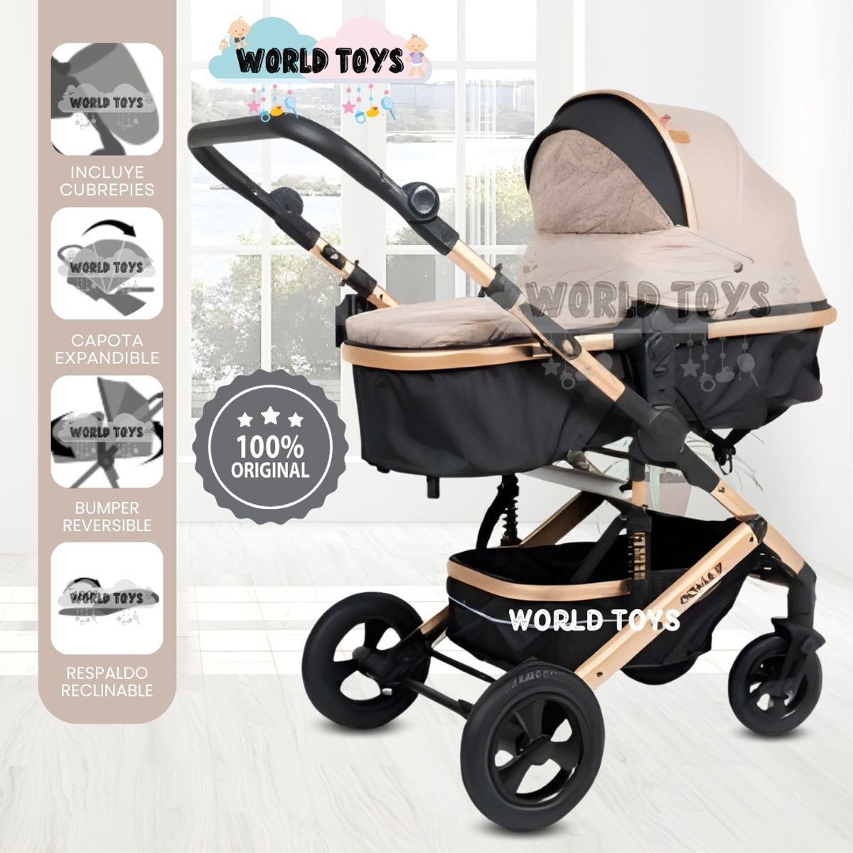 BABY - Coche Travel System Moisés «ROMA II» Edición Limitada Beige