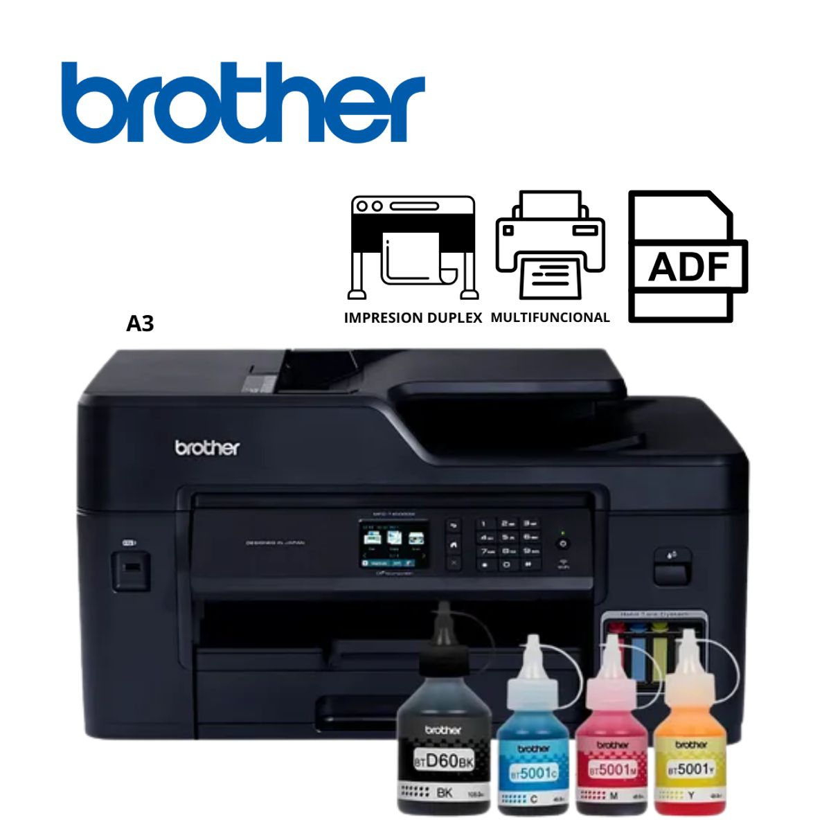 BROTHER - Impresora multifuncional A3 Brother con sistema continuo dúplex / ADF  - MFC-T4500DW