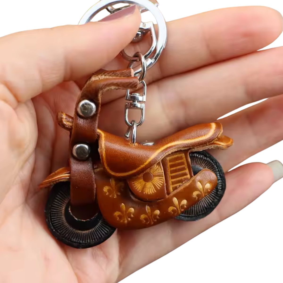 GENERICO - LLAVERO DE MOTOCICLETA MINI DE PIEL CUERO PU DE ALTA GAMMA