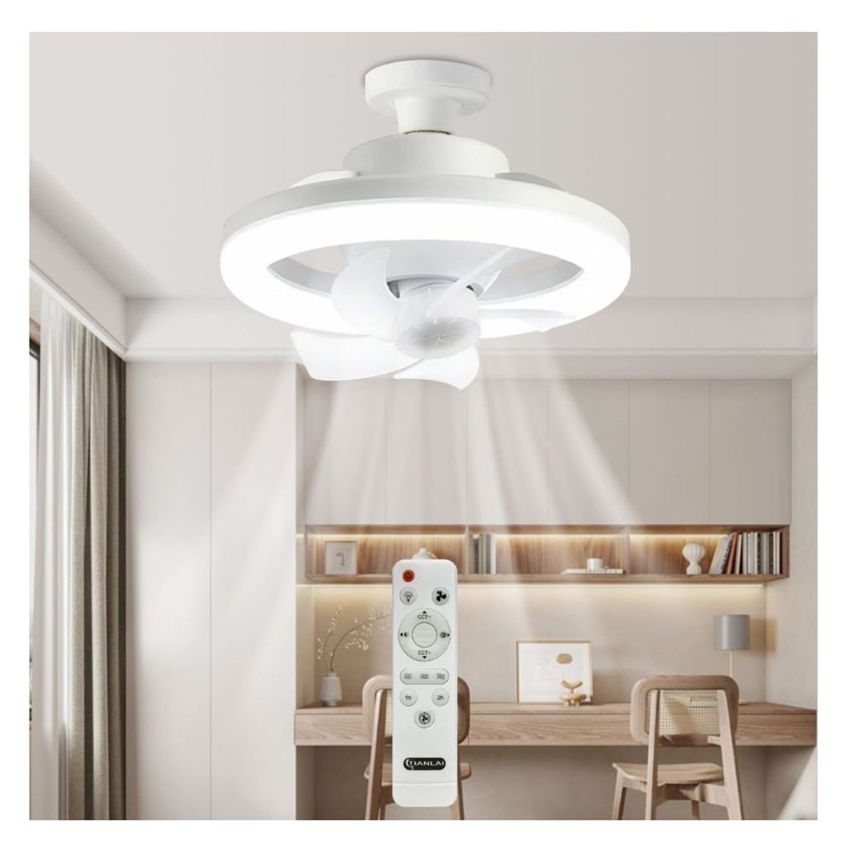 GENERICO - VENTILADOR DE TECHO GIRATORIO CON LUZ LED 60W CON CONTROL