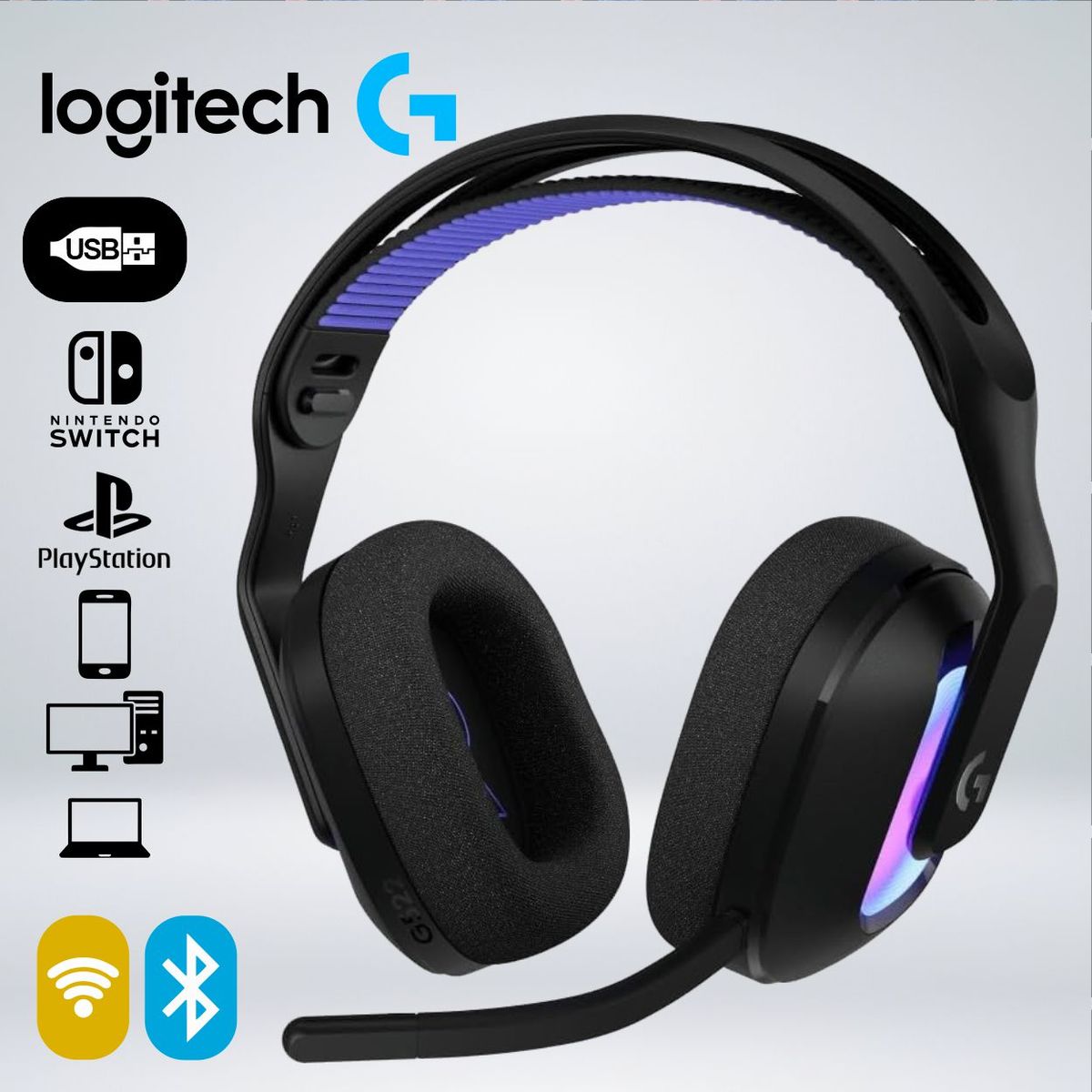 LOGITECH - AUDIFONO GAMER G522 LGHTSPEED LIGHTSYNC RGB 90Hhrs BLUETOOTH G HUB BLUEVOICE