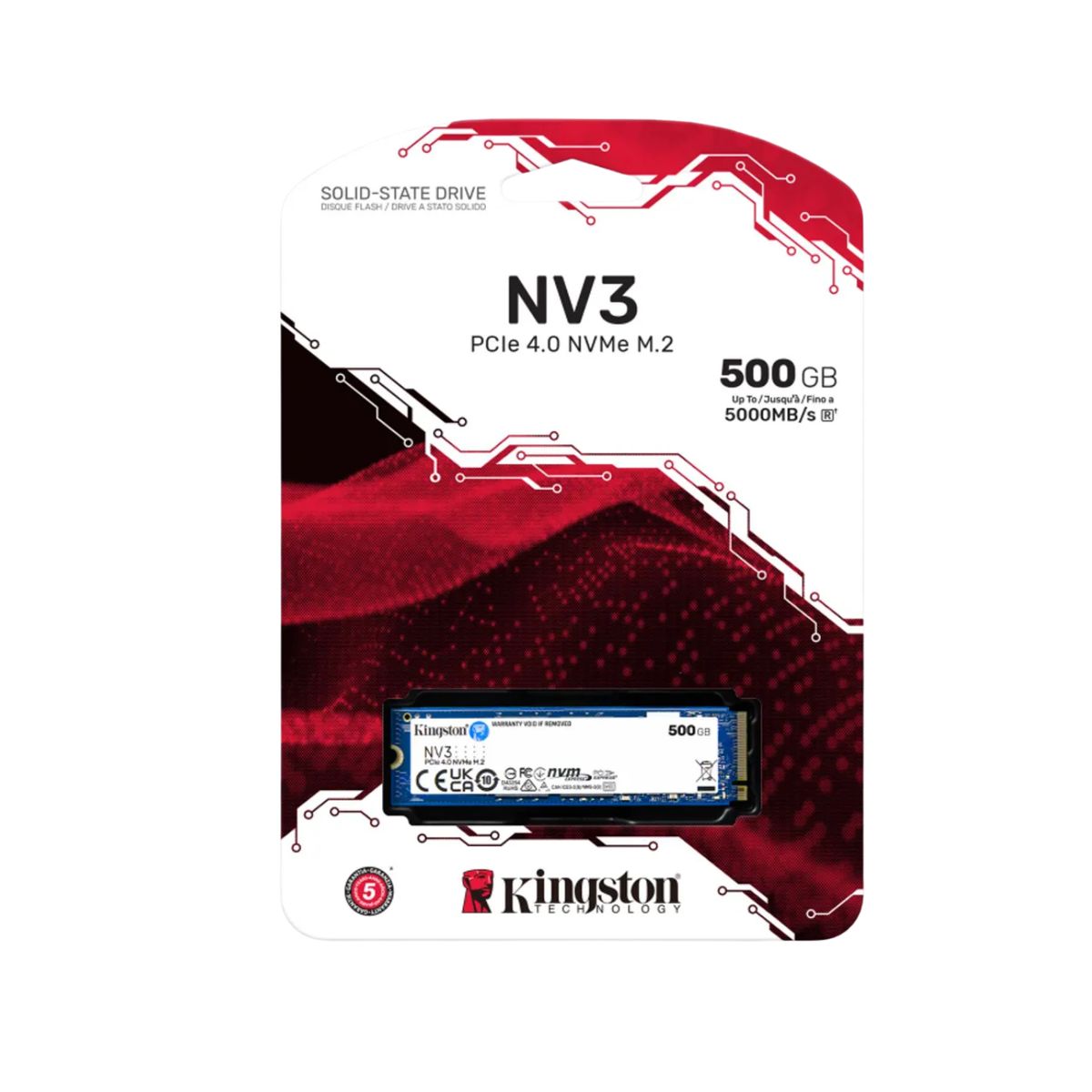 KINGSTON - DISCO SOLIDO SSD M.2 NVME 500GB KINGSTON NV3 ALTA VELOCIDAD PCIE 4