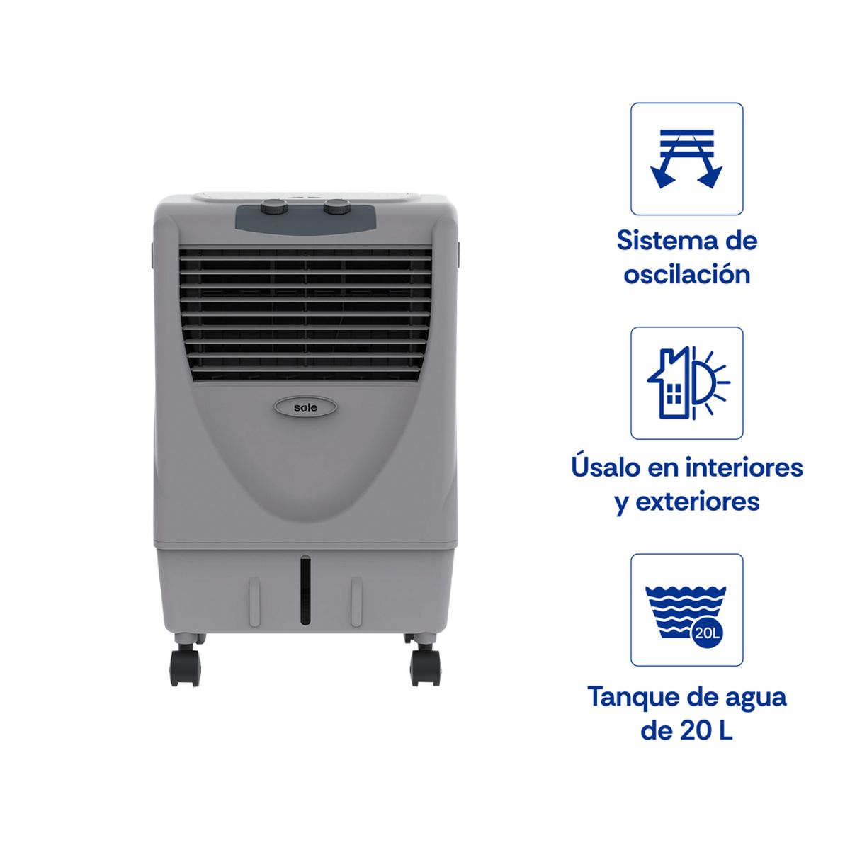 SOLE - Enfriador De Aire Rapifresco Ultra Cool Sole 20L Gris