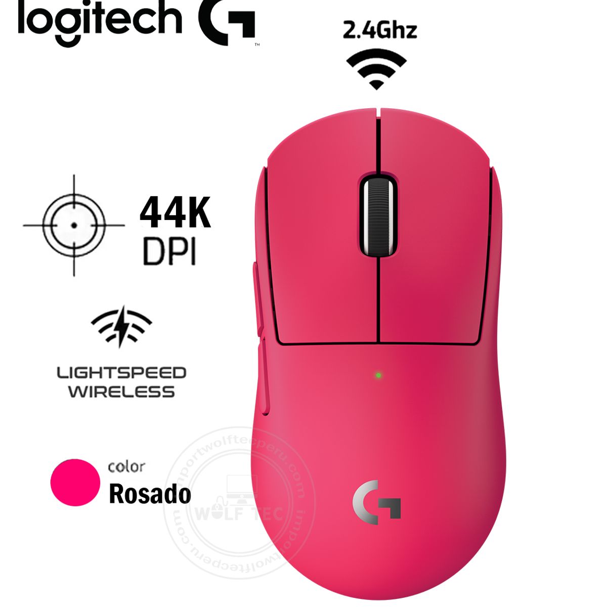 LOGITECH - Mouse Logitech G PRO X Superlight 2C 44K DPI /Wireless Lightspees/Lightfroce Hero 2 Rosado
