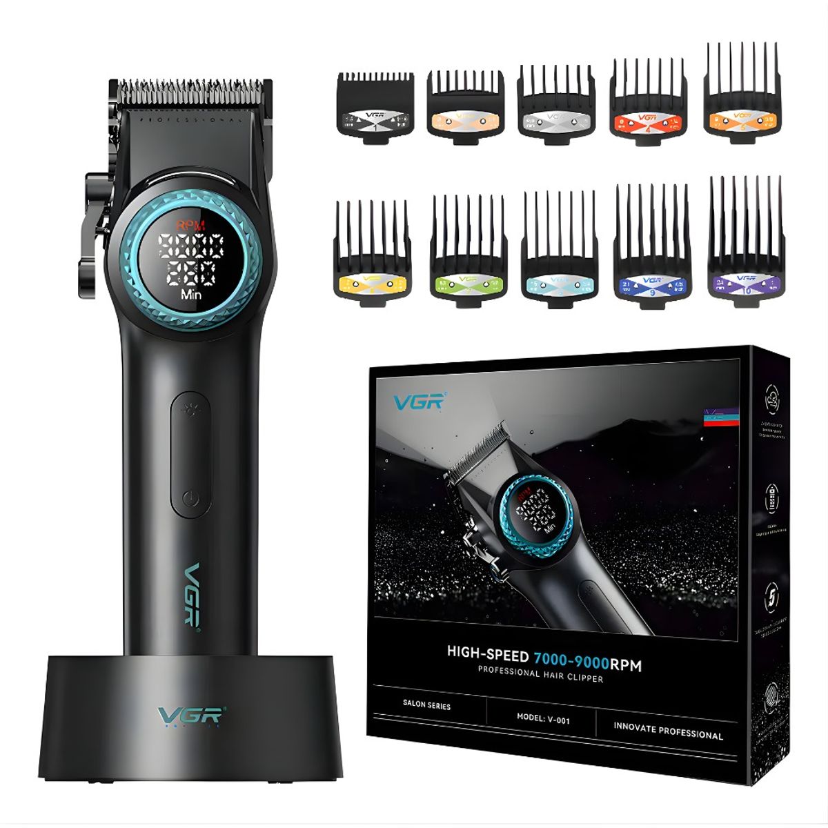 OEM - Máquina De Barbería Vgr V-001 Profesional Metálica 9000 Rpm Negro