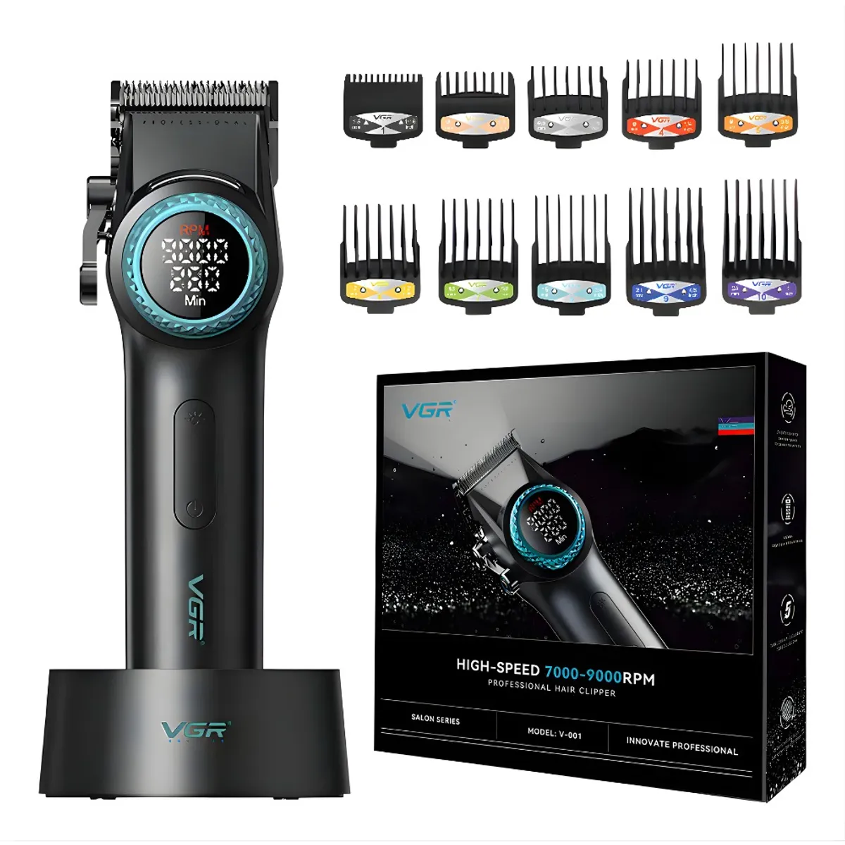 OEM - Máquina De Barbería Vgr V-001 Profesional Metálica 9000 Rpm Negro