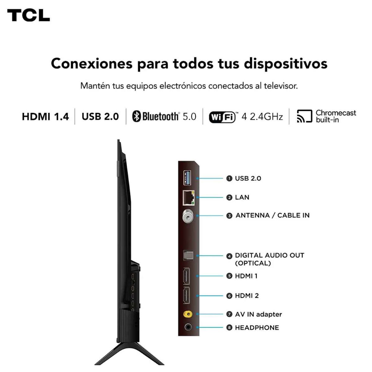 TCL - Televisor TCL QLED 43" Full HD Smart TV 43S5K Negro 2025