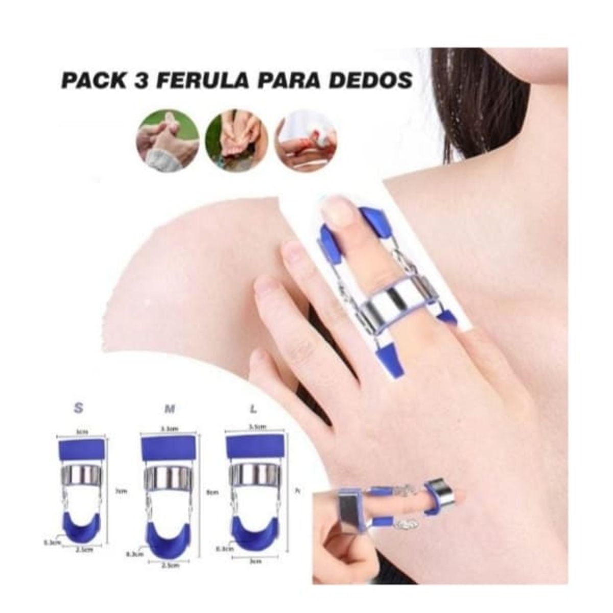 GENERICO - PACK 3 TALLAS FERULA DEDOS TERAPIA LESIONES