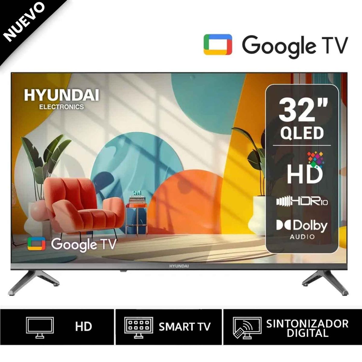 Televisor Smart TV Hyundai 32 QLED Google TV HYLED3259QG, marca HYUNDAI - Foto Principal