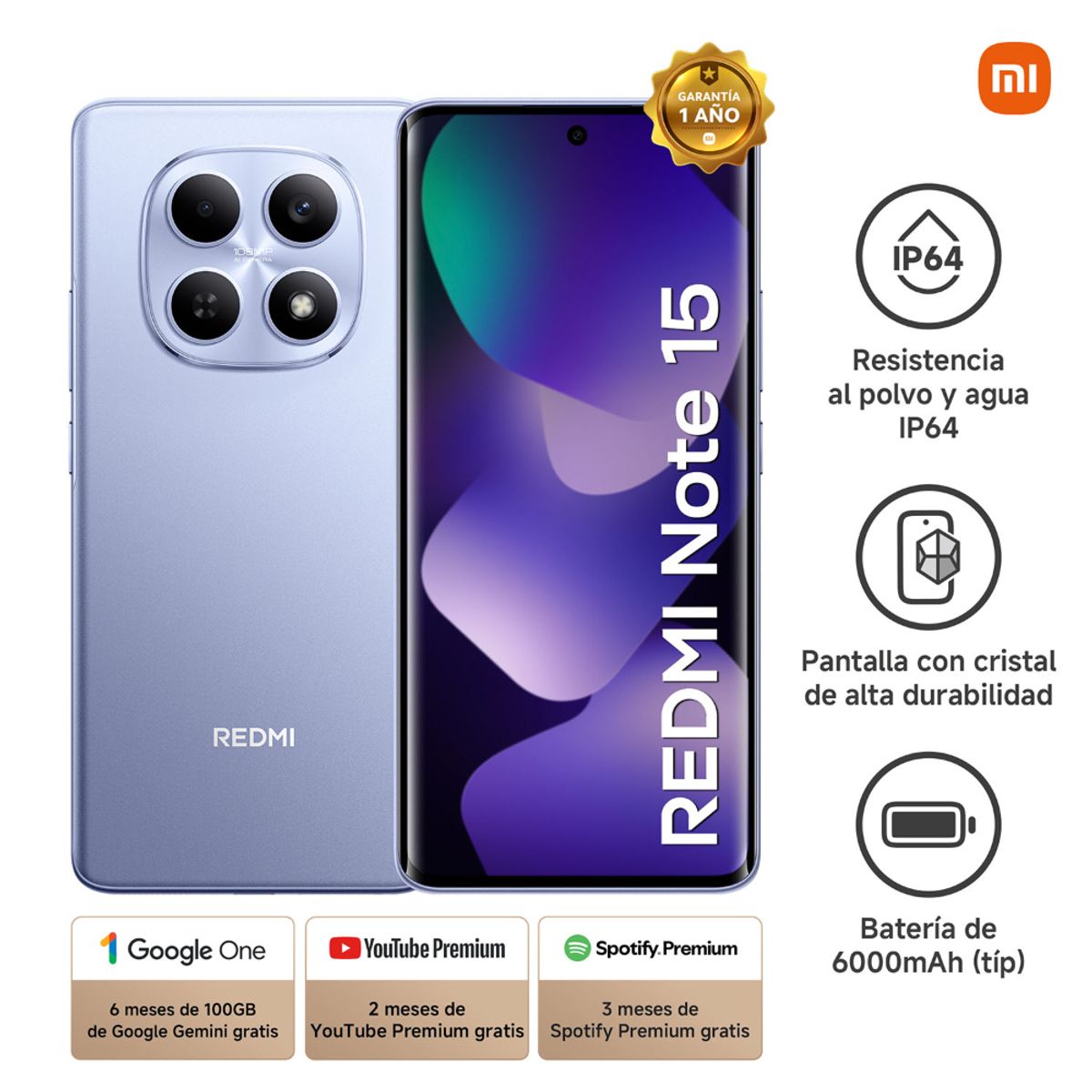 REDMI - CELULAR XIAOMI REDMI NOTE 15 6GB RAM 128GB ROM COLOR PURPLE