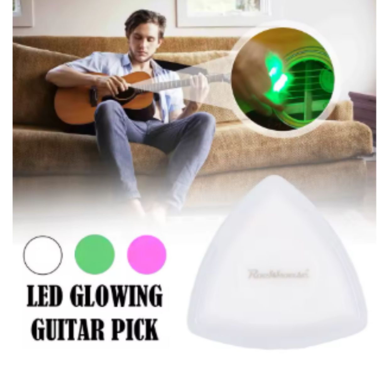 GENERICO - Puas con luz Led para Guitarra Eléctrica o Acustica