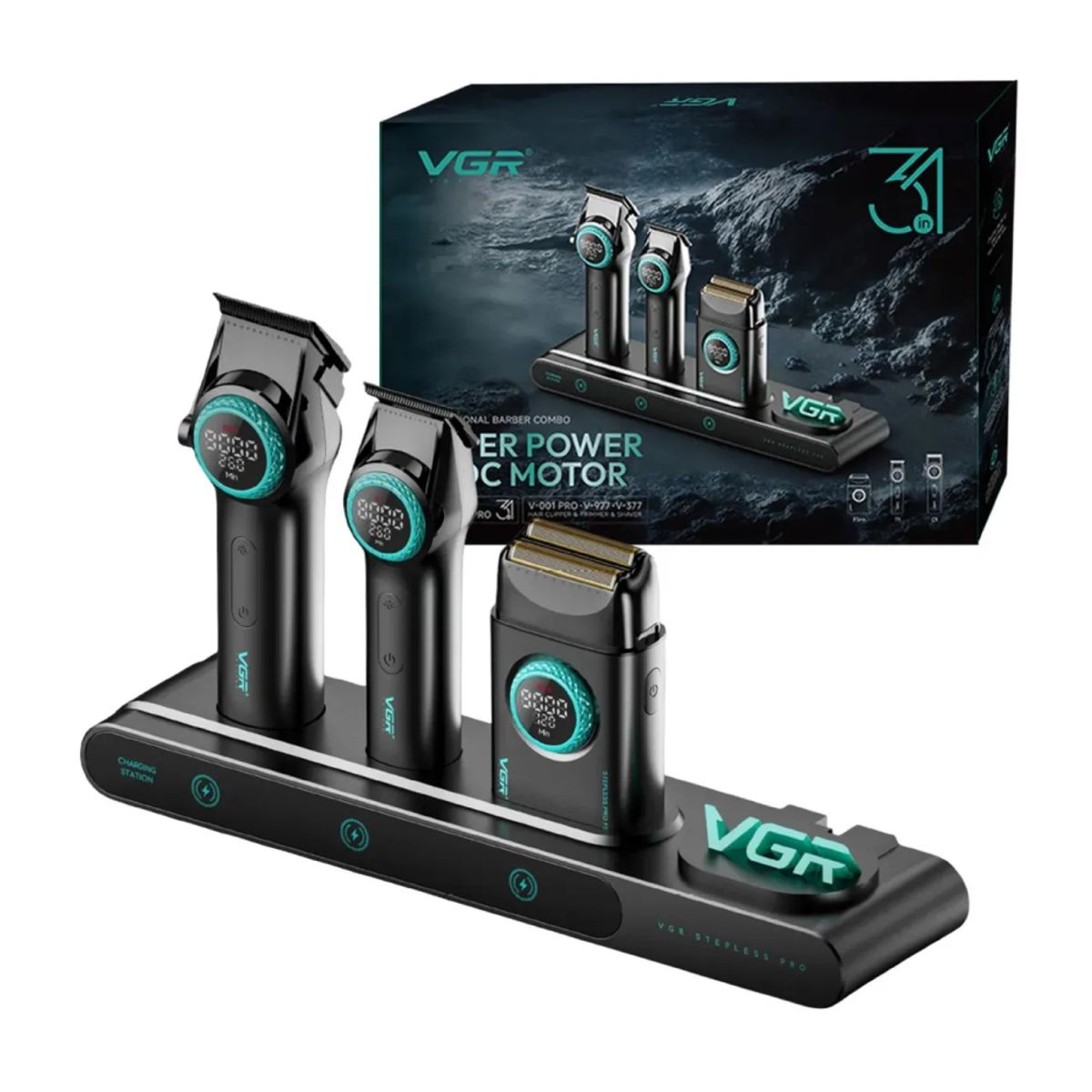 GENERICO - Máquina De Cortar Pelo VGR 3 En 1 Profesional Con Trimmer y Shaver USB-C