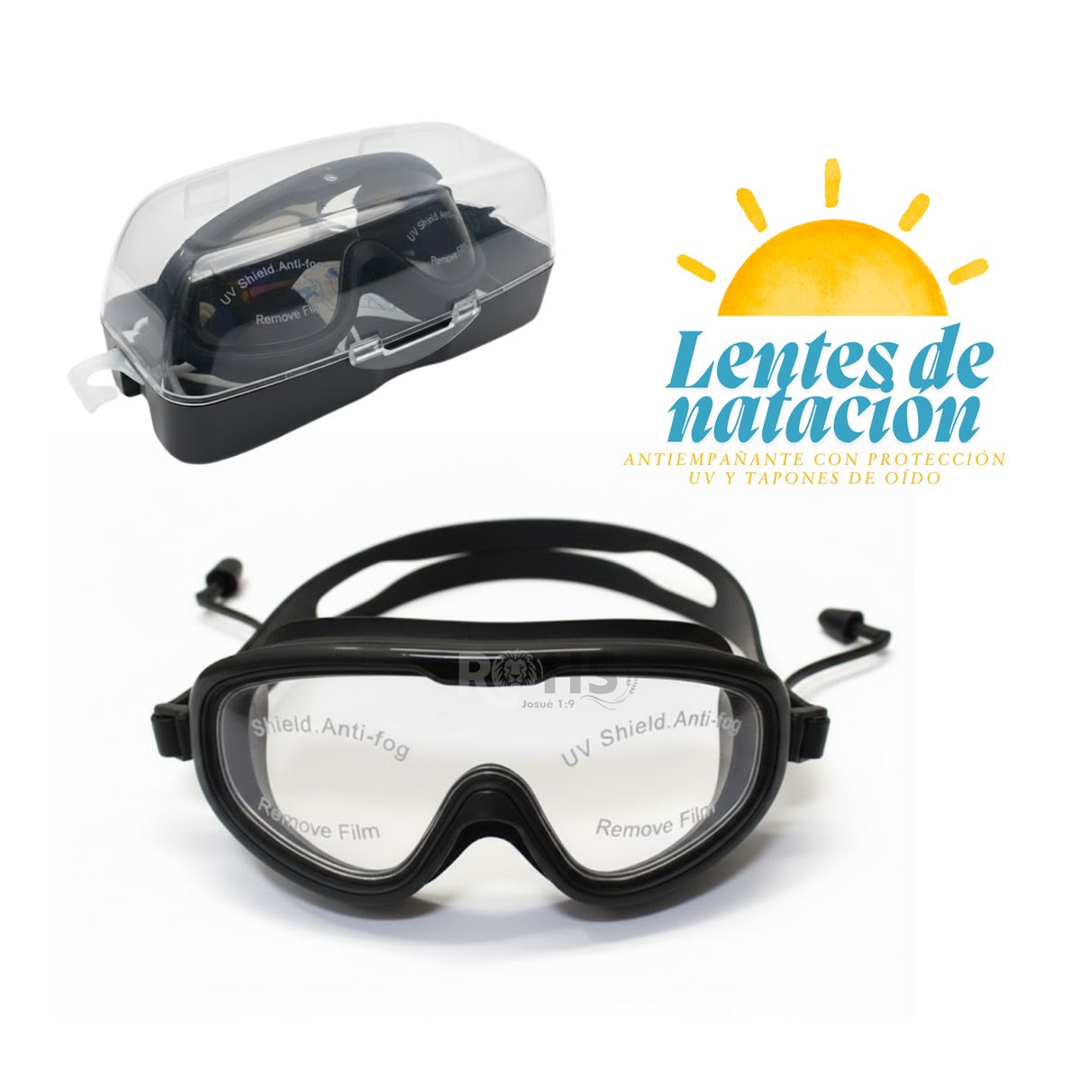 OEM - Lentes de Natación con Protección UV y Tapones de Oído