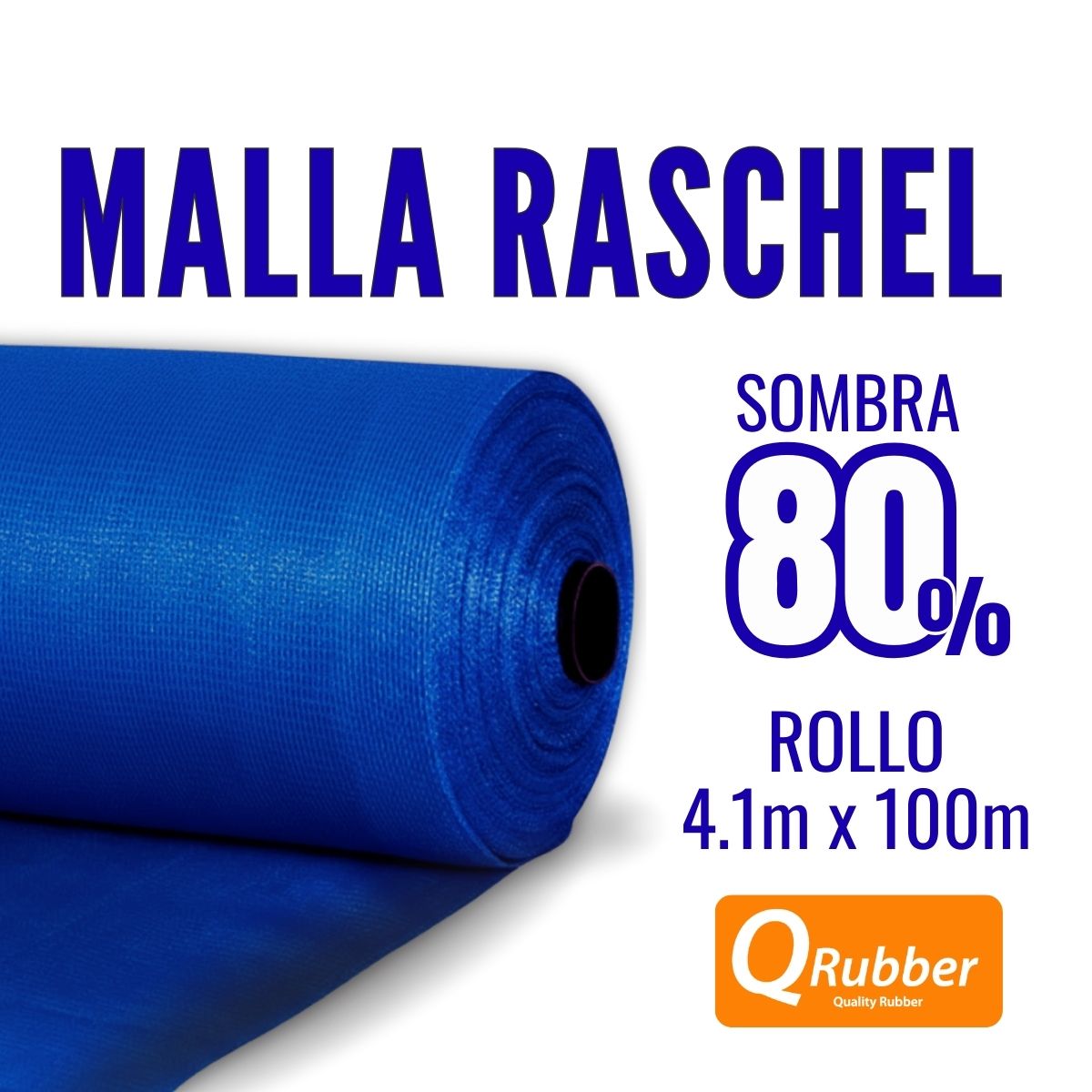 QRUBBER - Malla raschel 80% 100 M x 4.1 M Azul QRubber