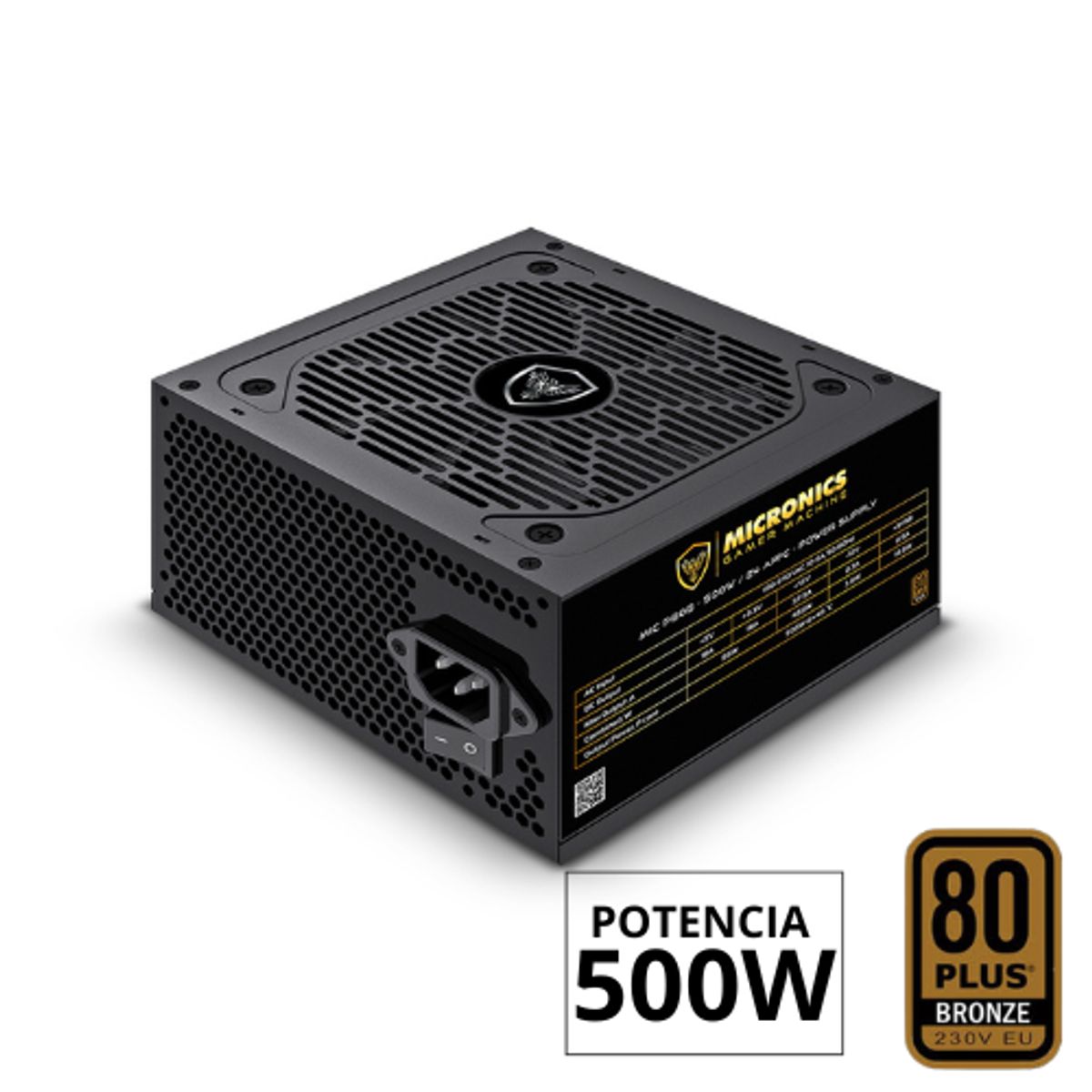MICRONICS - Fuente De Poder Gamer 500w 80 Plus Bronze Micronics Mic P80b