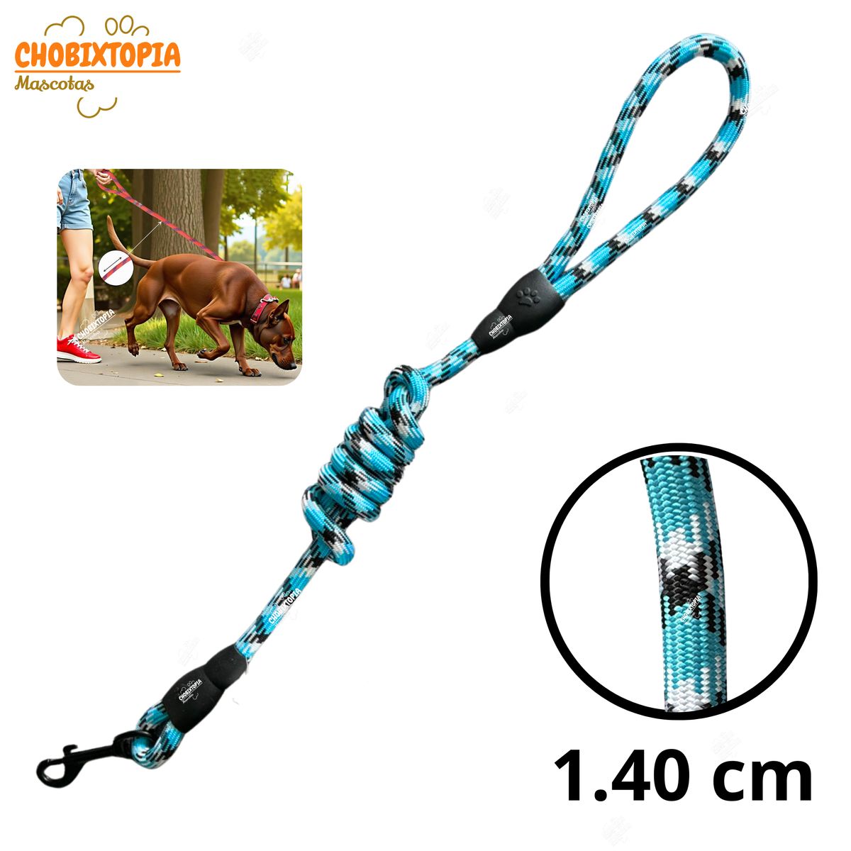 GENERICO - CORREA RESISTENTE PARA MASCOTAS - PERRO CELESTE JASPEADO