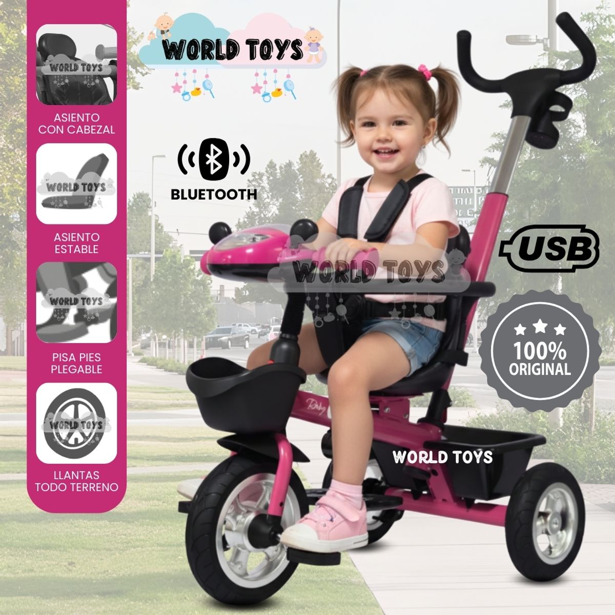 Baby - Triciclo Guiador «AKI PRIME» Edición Limitada Fucsia