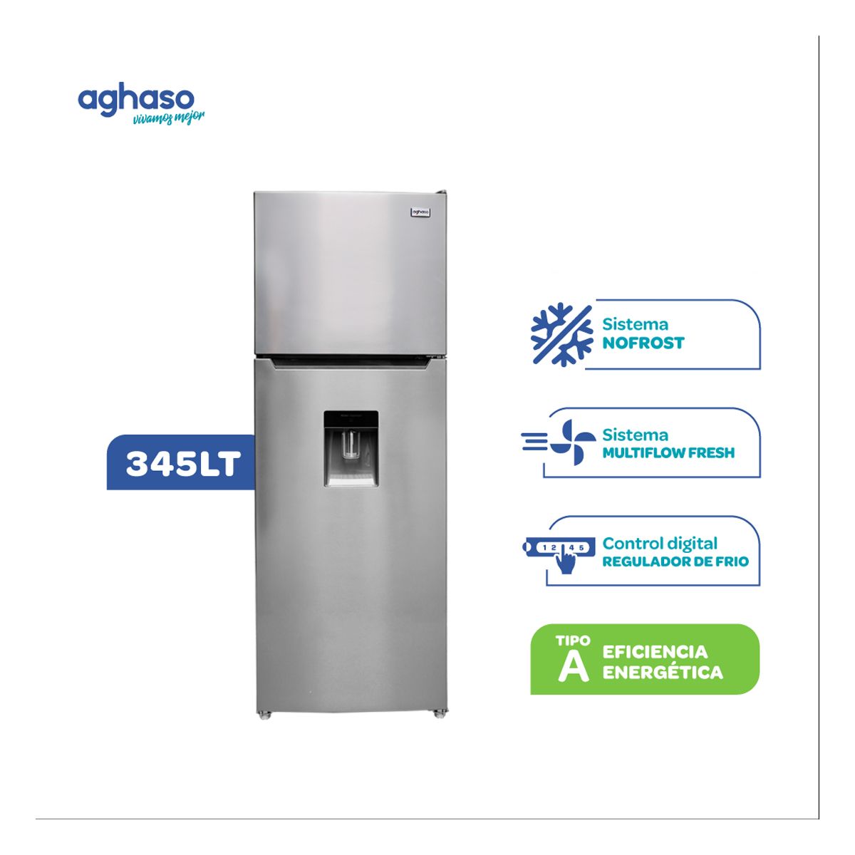AGHASO - REFRIGERADORA AGHASO NO FROST 345L REFR-AGH07