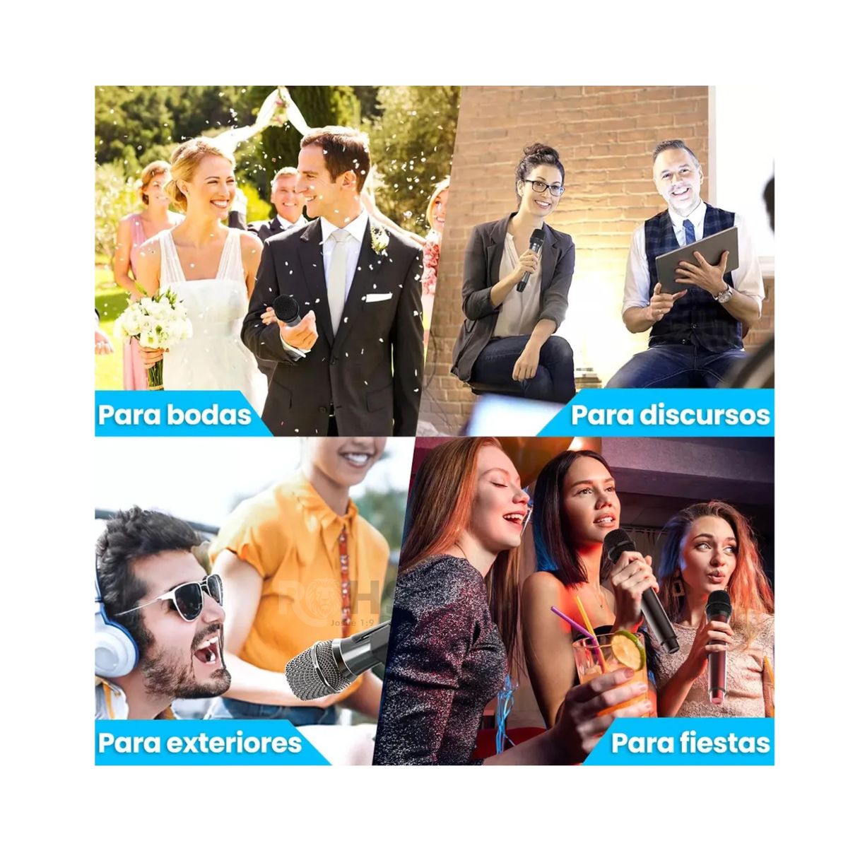 OEM - Kit de 2 Micrófonos Karaoke Inalámbricos recargables Baihuo, Modelo MY-7240