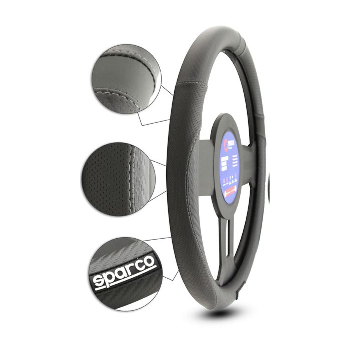 JET - Forro De Timóm SPARCO Antiestres Detalles En Gris + Placa De Metal