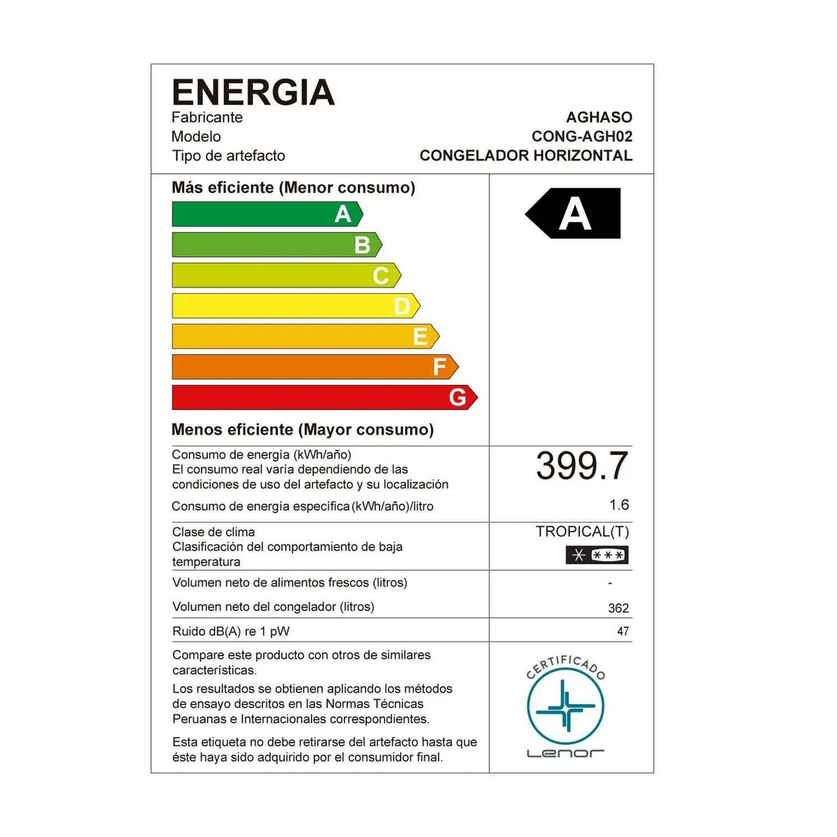 AGHASO - CONGELADORA  AGH02 - 2 PUERTAS 362 LT BLANCO