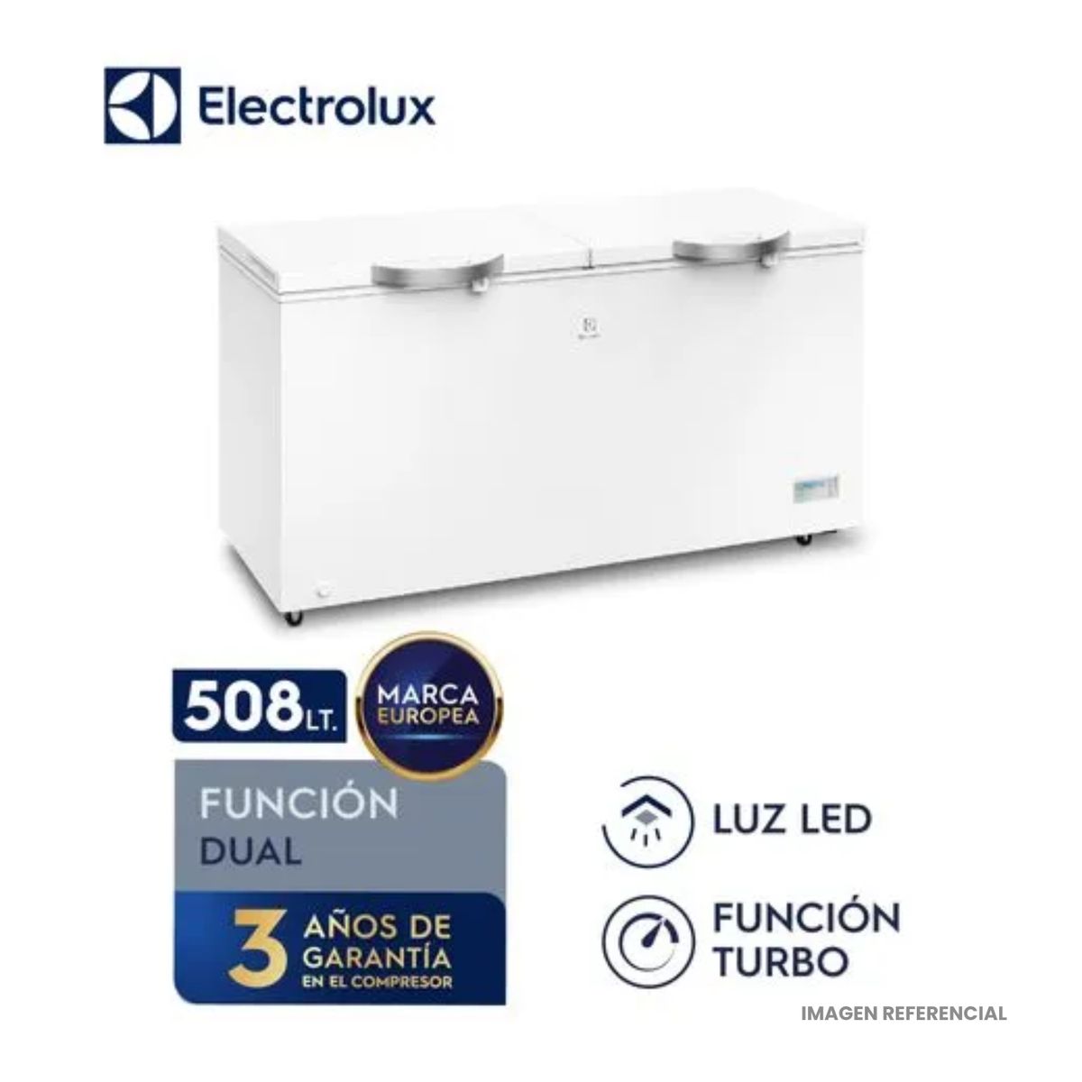 Electrolux - Congelador Horizontal Electrolux 508L Blanco - Función Dual y Turbo Freezer - EFC50W2HTW