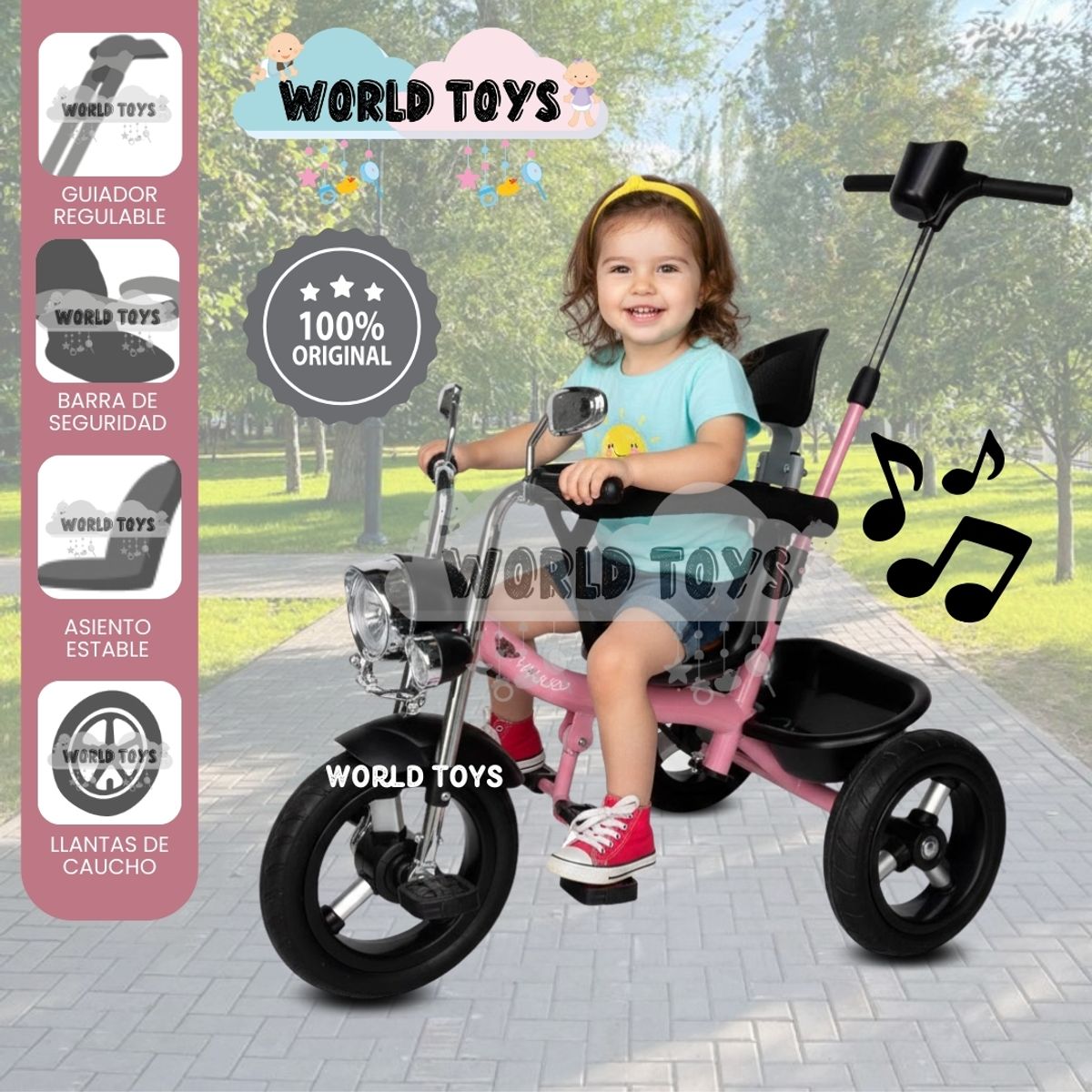Baby - Triciclo Chavito con Guiador «YARLEY» Musical Pink