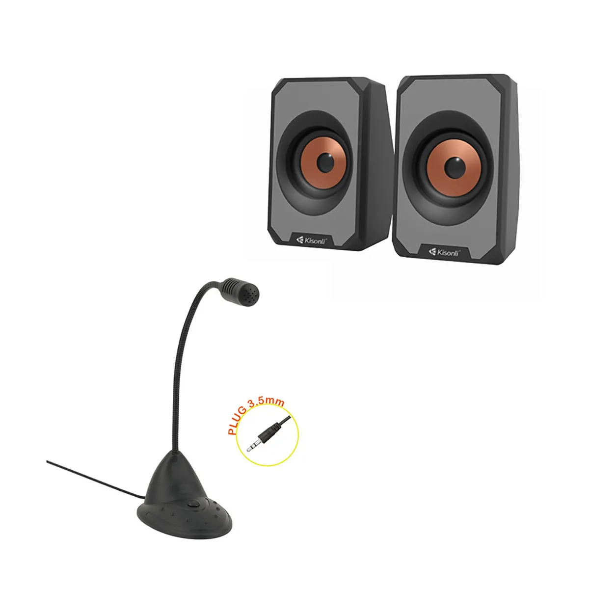 COMBO MICROFONO PARLANTES - PARA TU PC O LAPTOP, marca KISONLI - Foto Principal