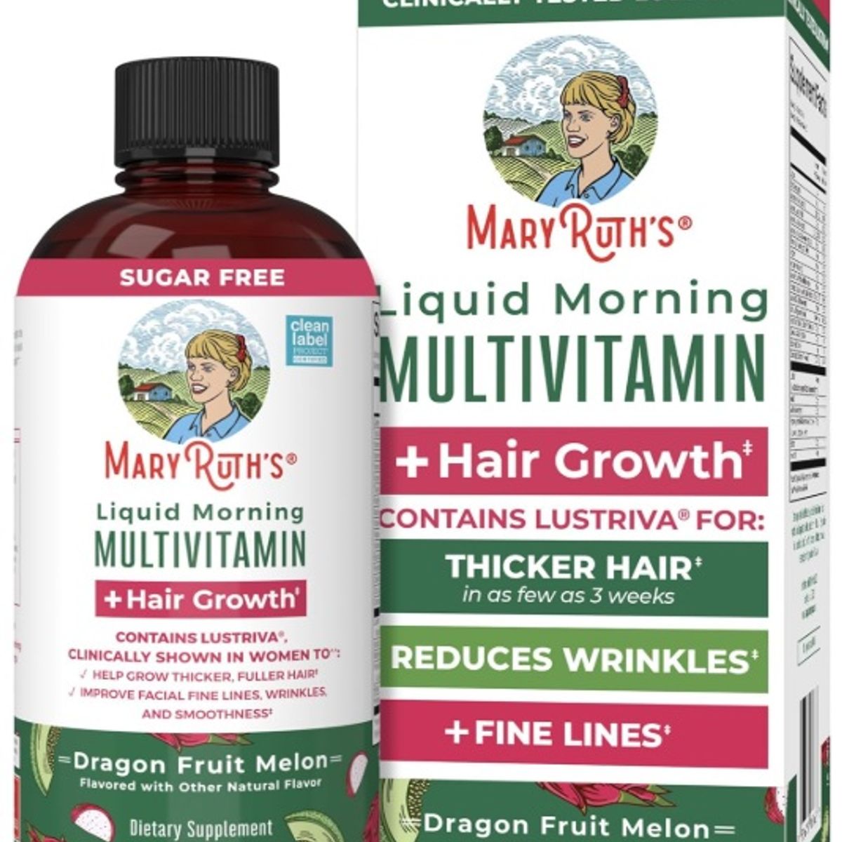 GENERICO - Mary Ruths Multivitamínico líquido bebible para crecimiento del cabello dragón fruit – 450 ml