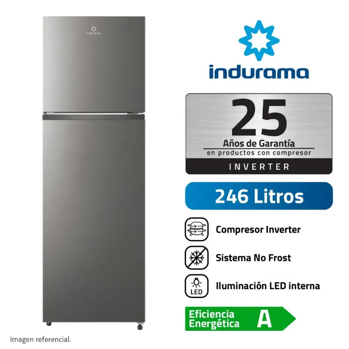 INDURAMA - Refrigerador Ri-389i Top Freezer 246l Indurama