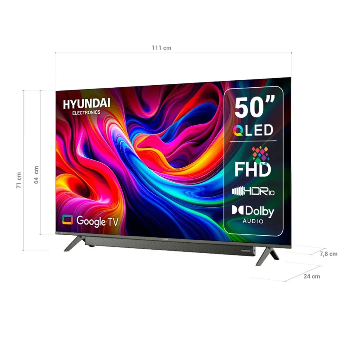 HYUNDAI - Televisor HYUNDAI 50 QLED FHD Google TV HYLED5029QFG + ANT + RACK