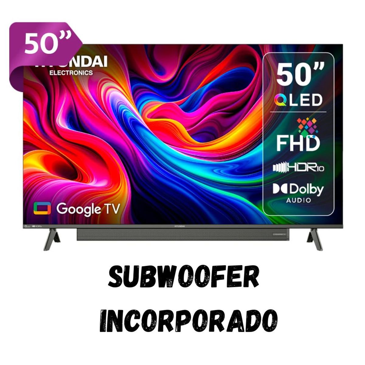 HYUNDAI - Televisor HYUNDAI 50 QLED FHD Google TV HYLED5029QFG