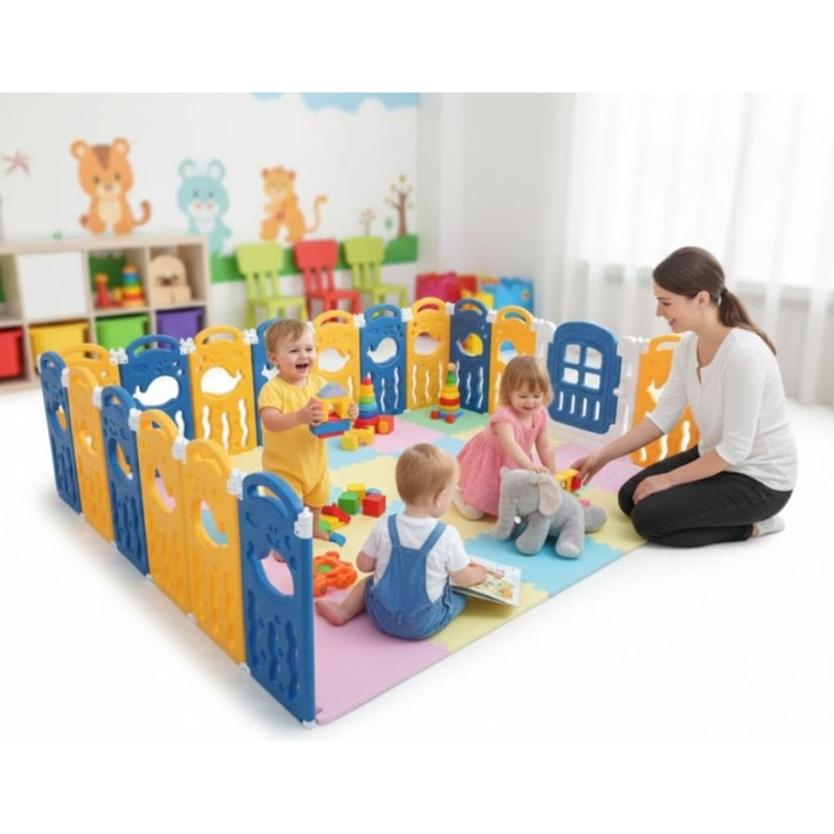 Parque Infantil Plegable 180x150cm Juego Cuna Corralito Valla Protectora Barandilla L2059, marca GENERICO - Foto 2
