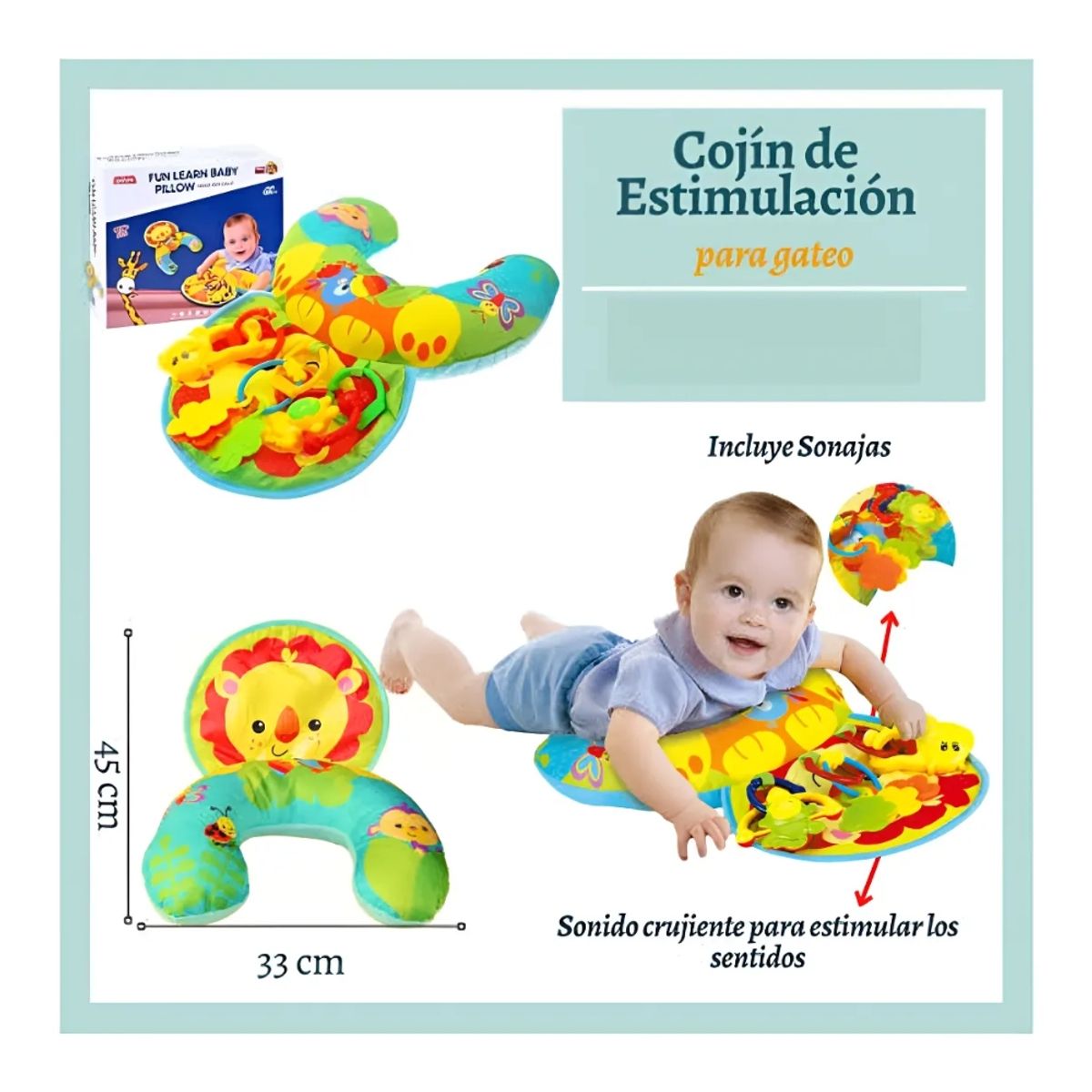 GENERICO - Cojín de Estimulación Sensorial León para Bebés