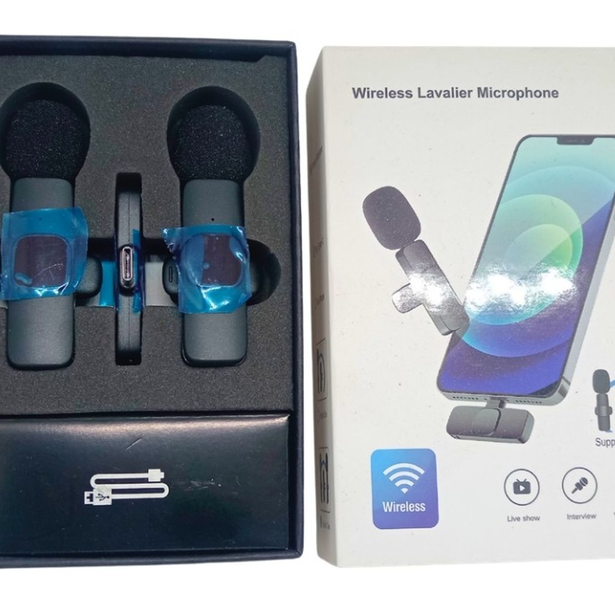 GENERICO - Set de 2 Micrófonos inalámbricos portátiles