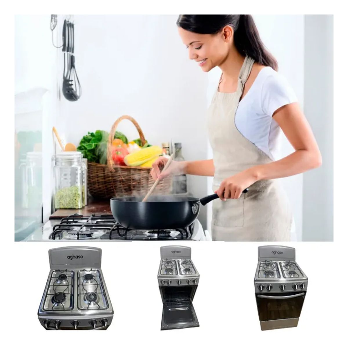 AGHASO - Cocina Aghaso COC-AGH014 - 4 hornillas